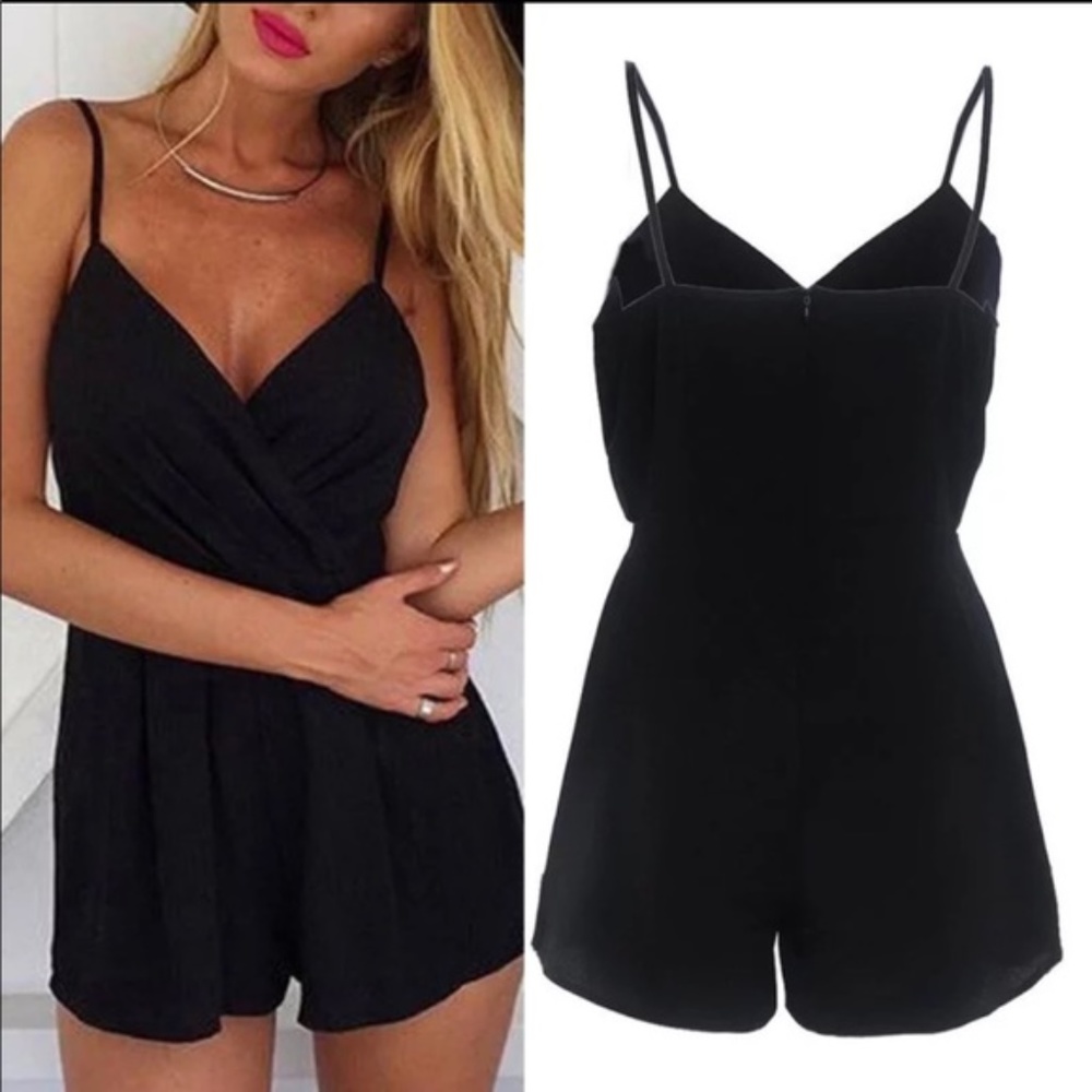Black Summer Shorts Romper Jumper Beach Dress NWT - Picture 2 of 8
